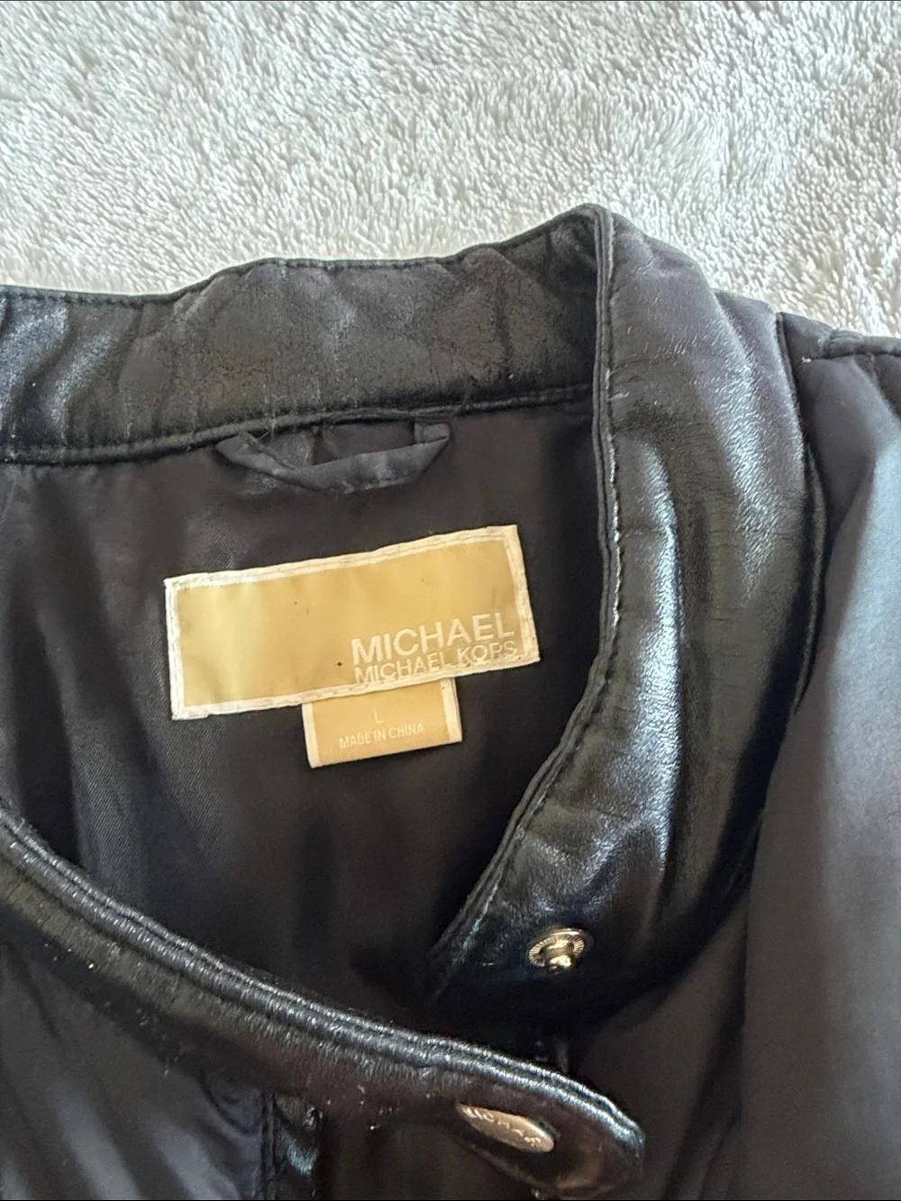Michael Kors Black Quilted Snap-Collar Coat